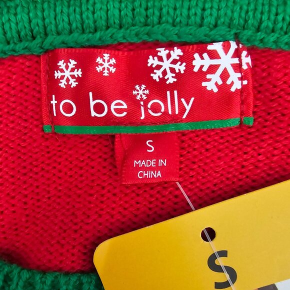 To Be Jolly New Naughty Nice Reversible Sequin Ugly Knit Red Christmas Sweater - Picture 3 of 11